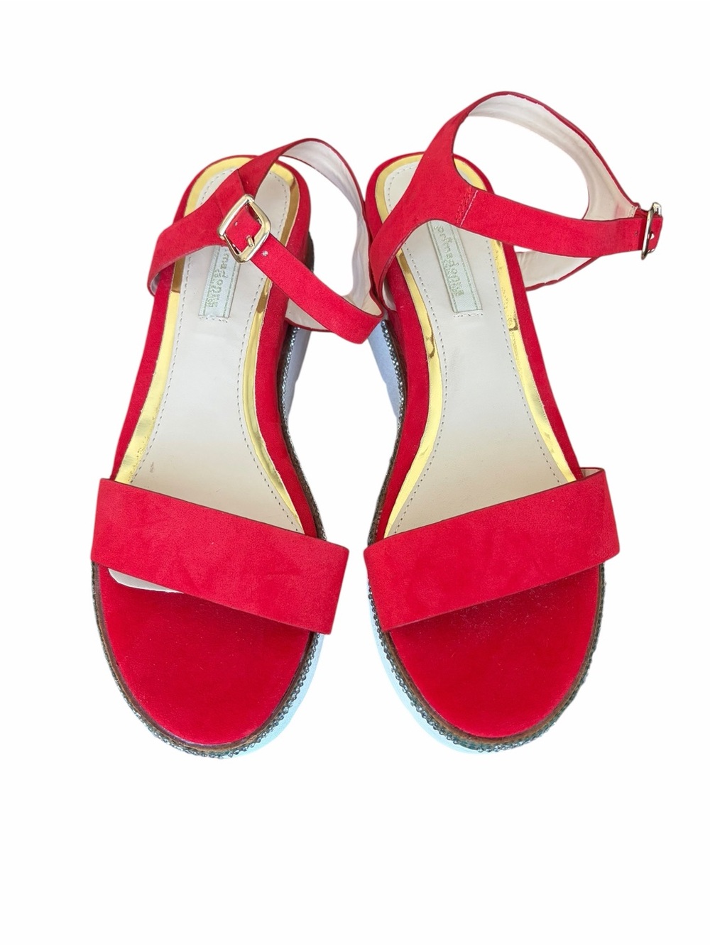Primadonna Collection Red Suede Platform Slingback Sandals Size 7.5 (EU 38)